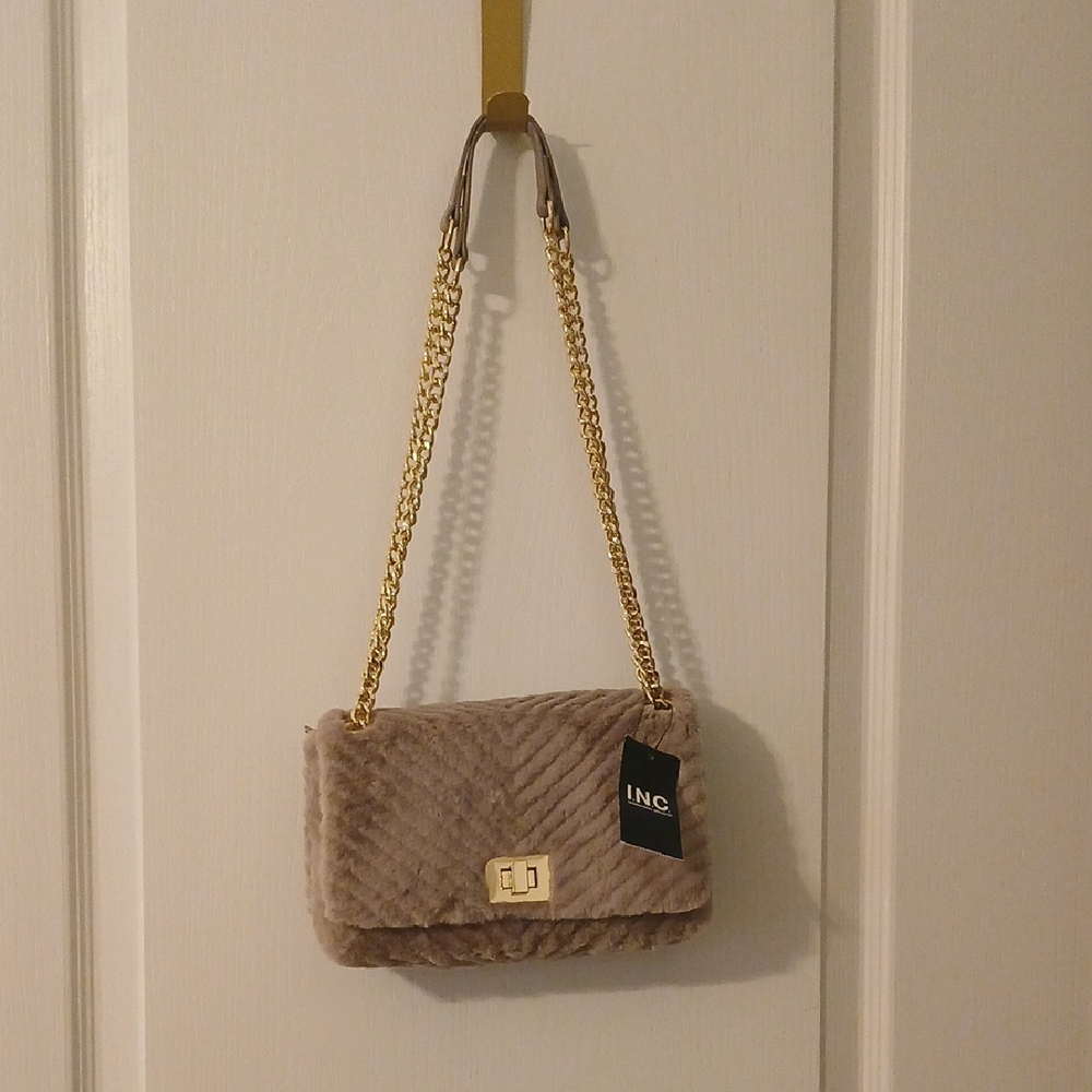 INC International Concepts Faux Fur Shoulder Bag - NWT